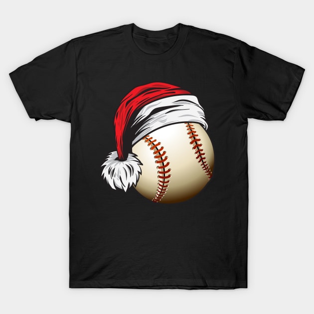 Christmas Baseball Ball With Santa Hat Funny Sport X-mas graphic T-Shirt by theodoros20